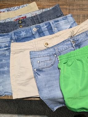Mixed Women's Shorts Lot - Denim, Khaki, Bright Green